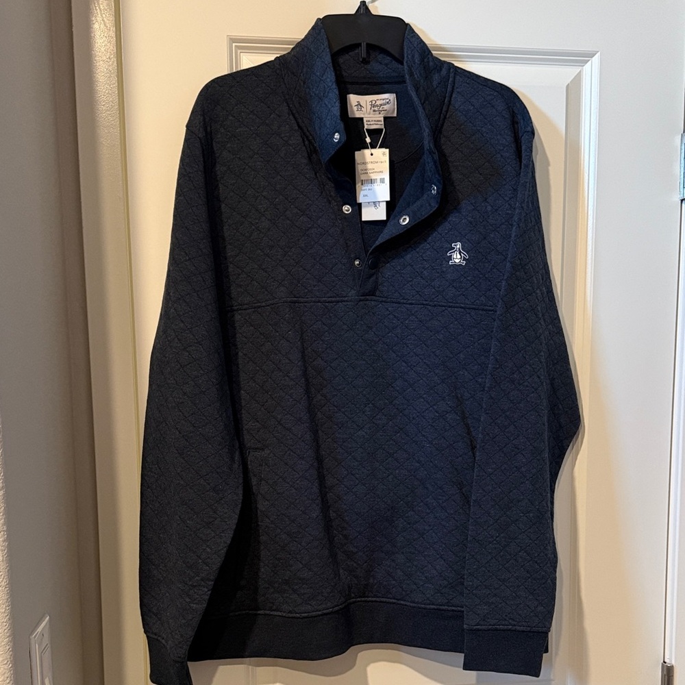 Original Penguin Dark Blue Quilted Pullover